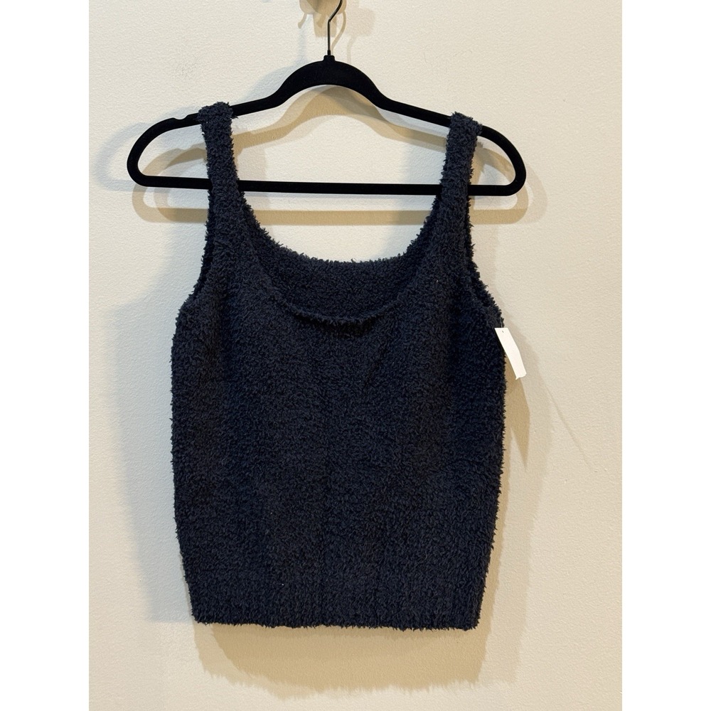 SKIMS Cozy Knit Tank Black fuzzy soft onyx lounge Y2K 90s sz 2X/3X - Picture 2 of 7